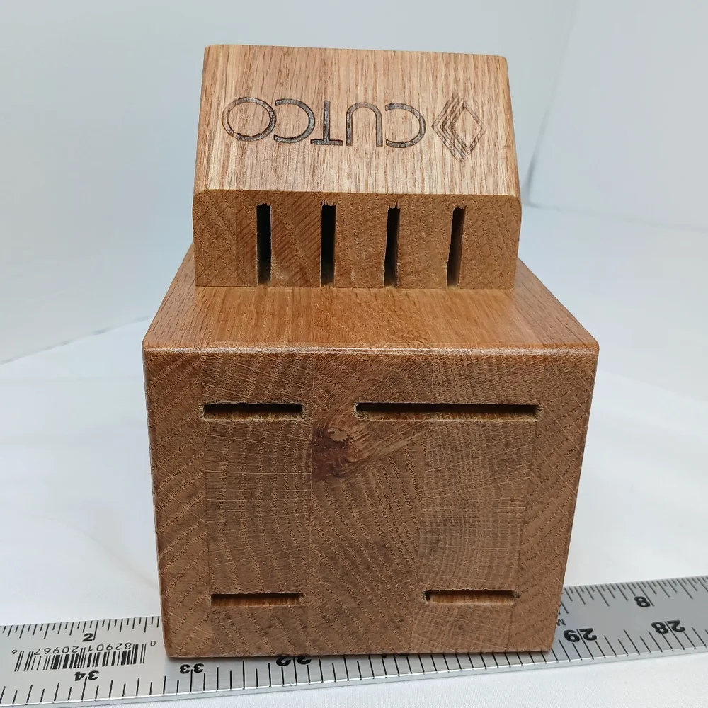 CUTCO Wood Knife Block USA Solid Honey Oak 8 Slot Knife Holder Up To 8